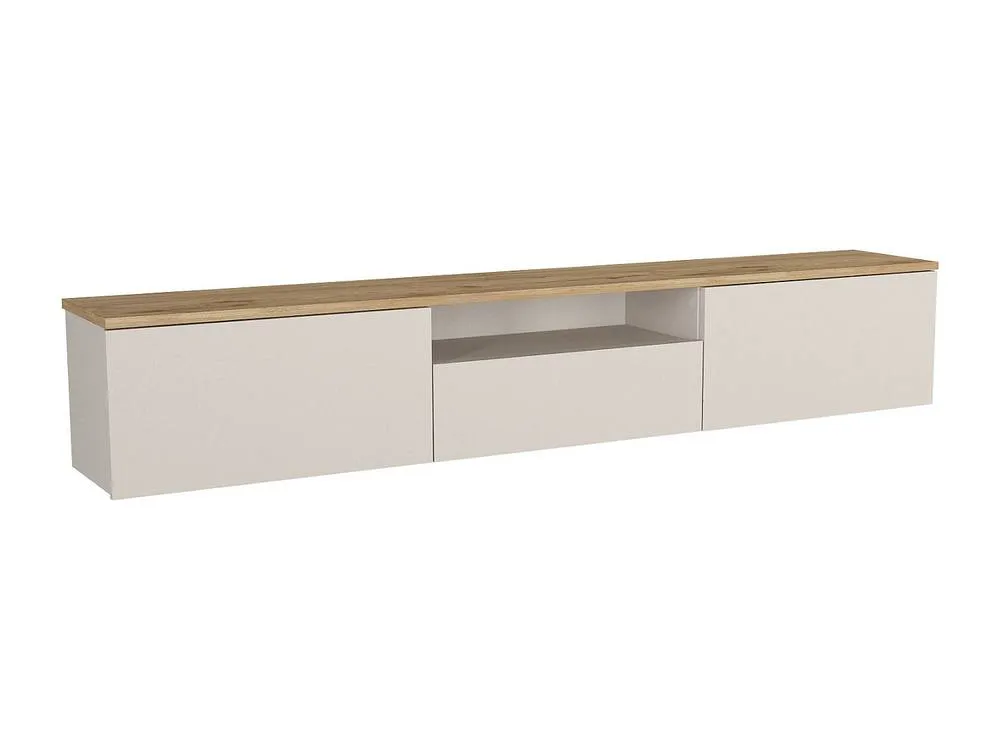 Vente-unique Floating TV Unit With 3 Doors & 1 Niche - Beige & Natural - LOTULA 5