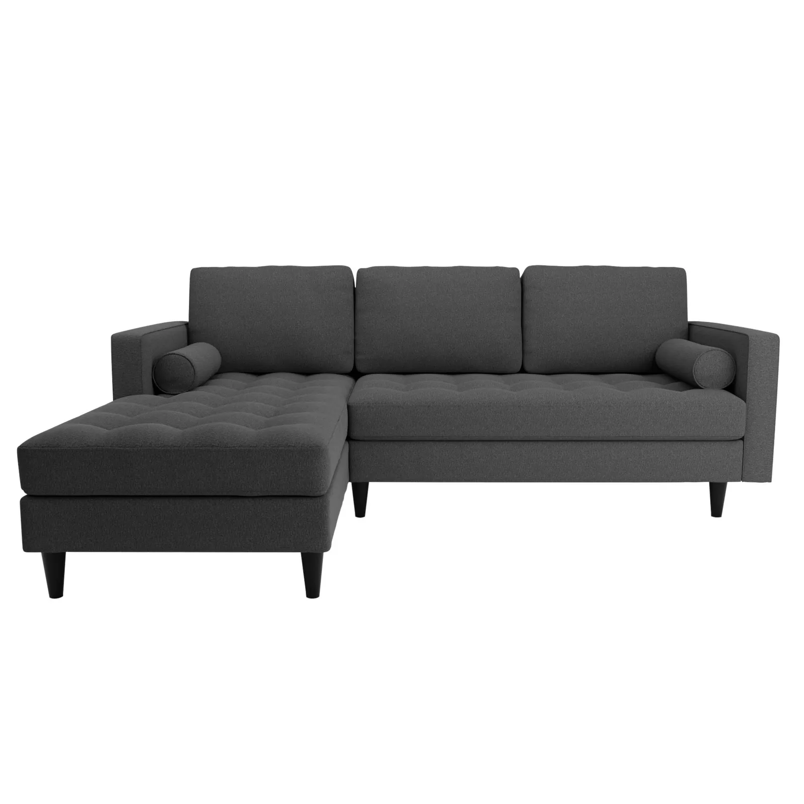 Zoe Flat Weave Left Hand Corner Sofa Dark Grey