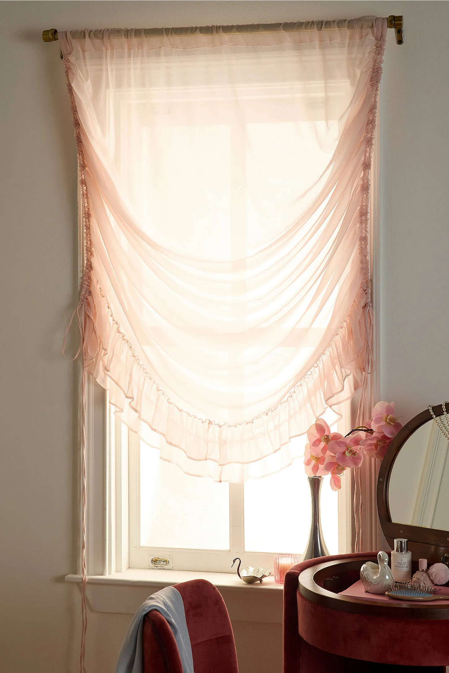Roman Ruffle Curtain - Pink