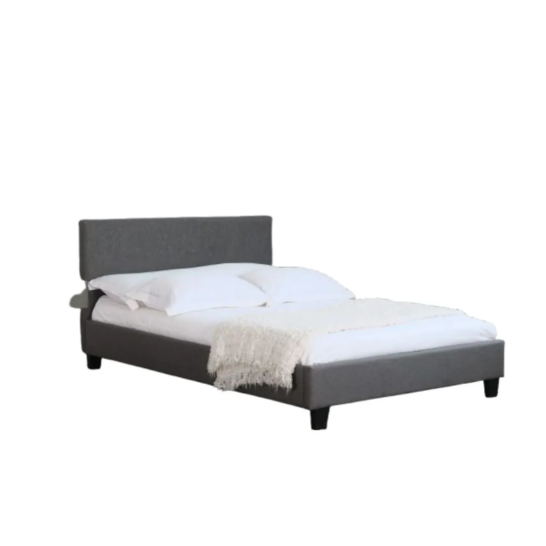 Comfy Living Ltd Modern Hopsack Fabric Upholstered Bedframe in Dark Grey 2