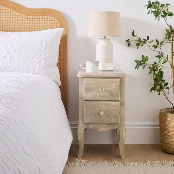 Giselle 2 Drawer Bedside Table, Mango Wood