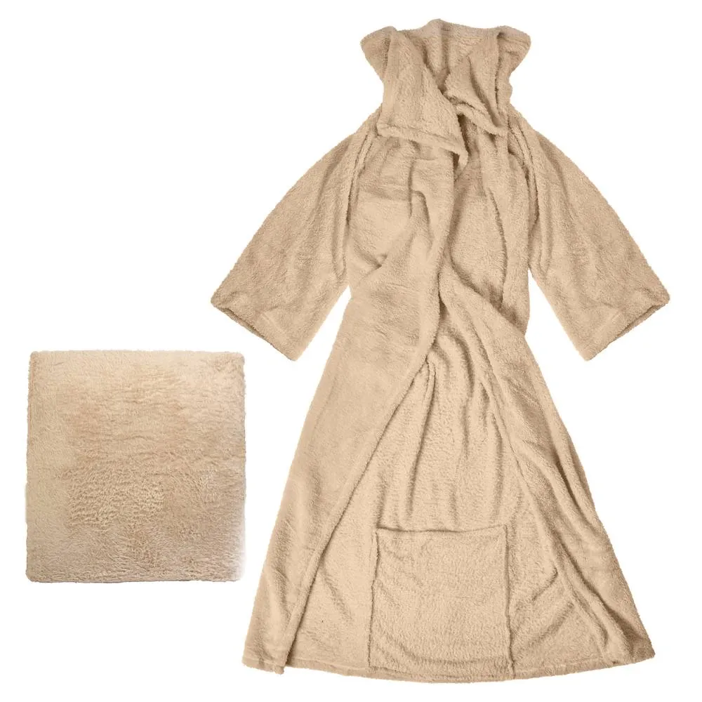 Bravich LTD Snuggle 2 In 1 Super Soft Fleece Wearable Blanket Cushion in Camel