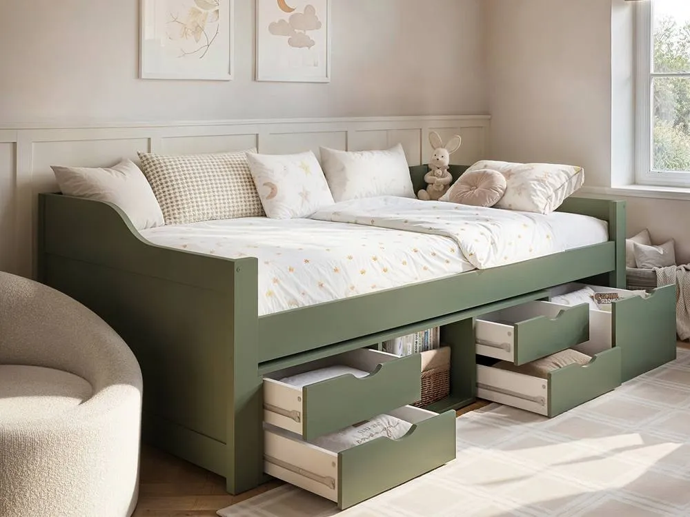 Flair Blair Low Sleeper Bed with Storage in Green 2