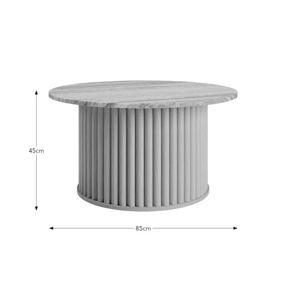 Lucin Travertine Effect Round Coffee Table 4
