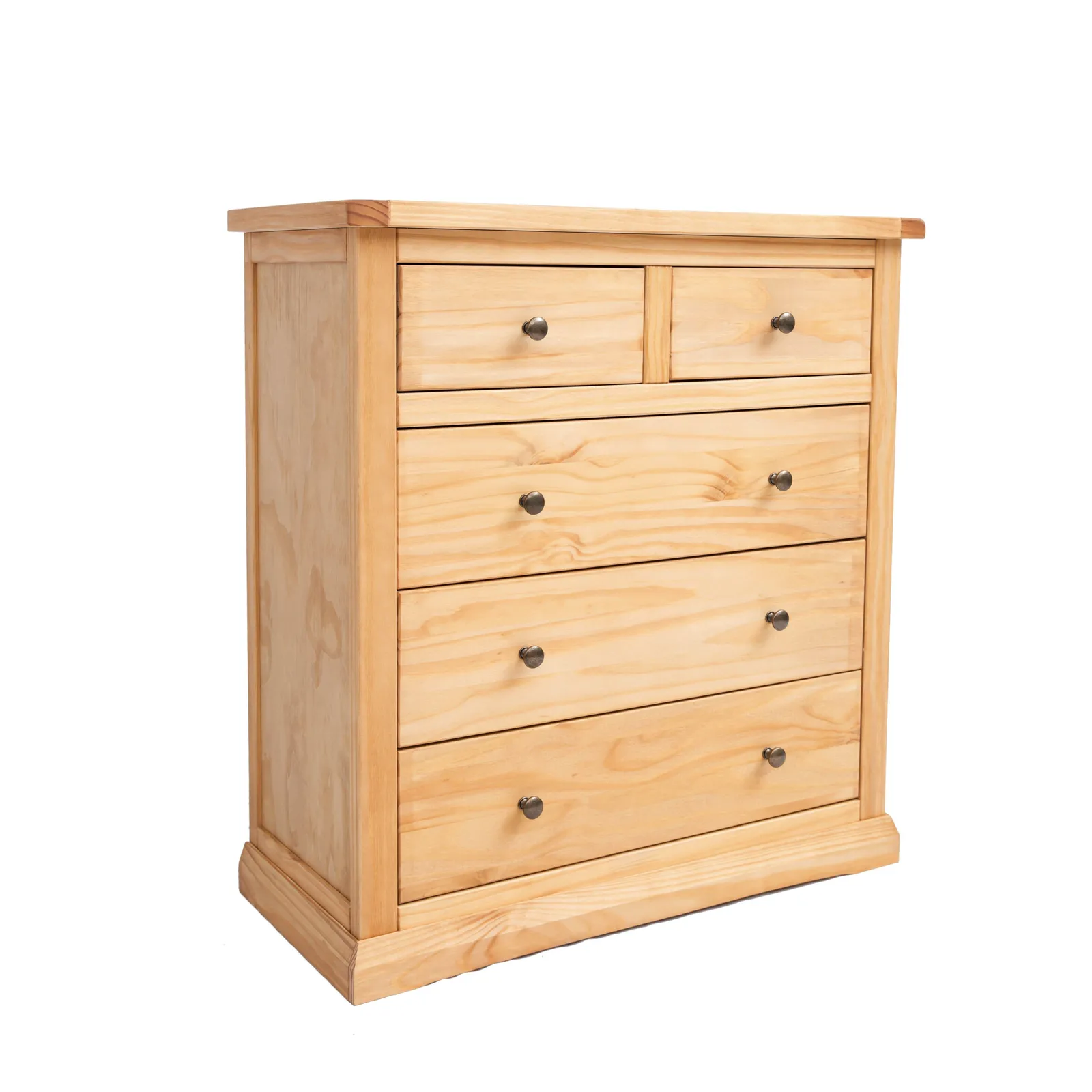 Cabinet Bits Lucca 5 Drawer Chest of Drawers Brass Knob in Light Brown