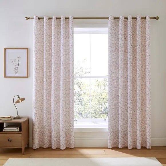 Floral Toile Polycotton Blackout Eyelet Curtains 2