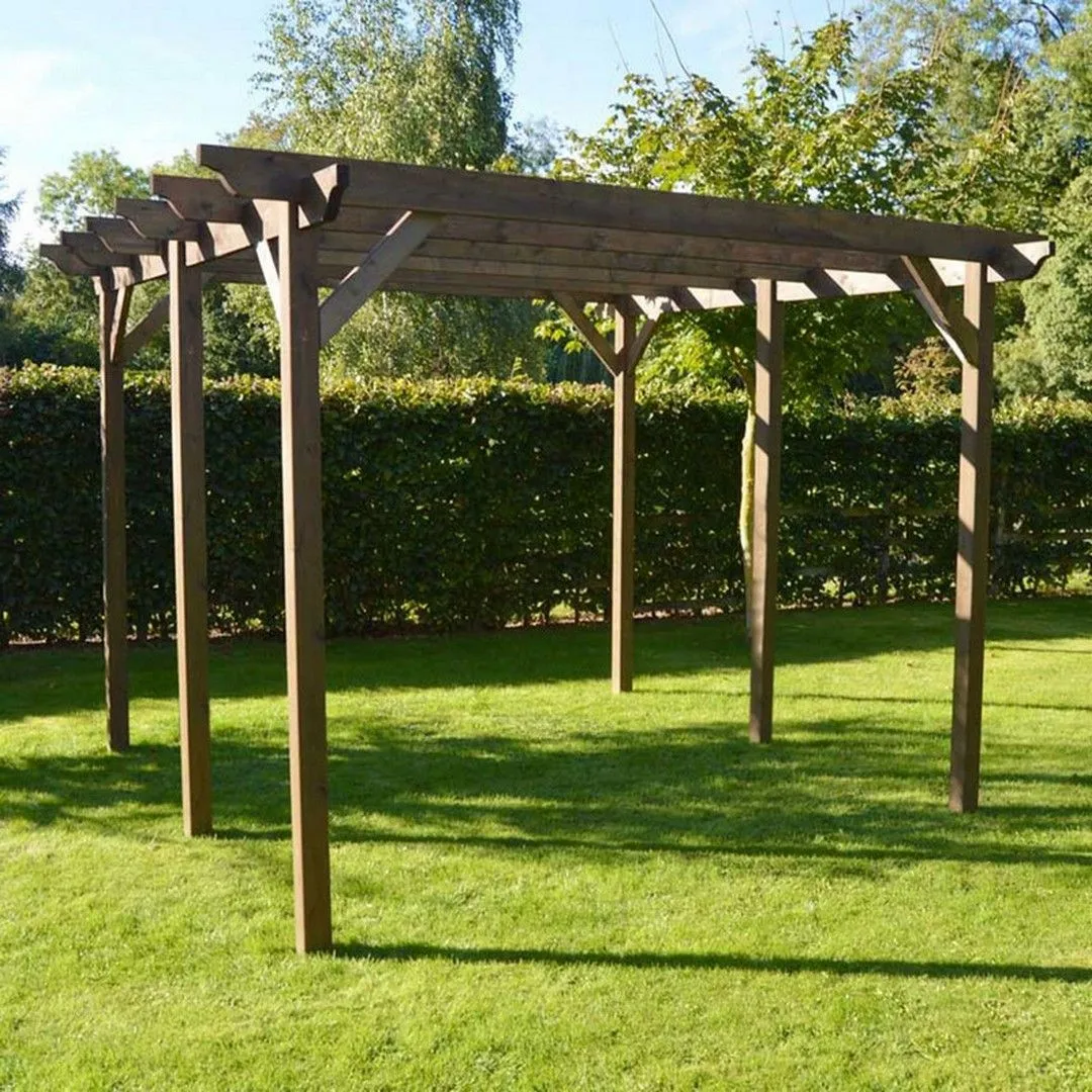 Rutland County Garden Furniture Ltd Garden Pergola 6 Posts - Wood - L300 x W660 x H270 cm - Rustic Brown 2