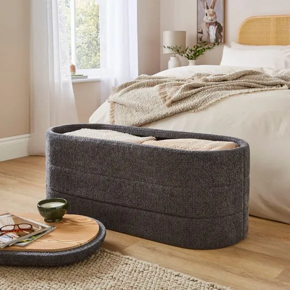Chenille Lozenge Ottoman with Tray 3