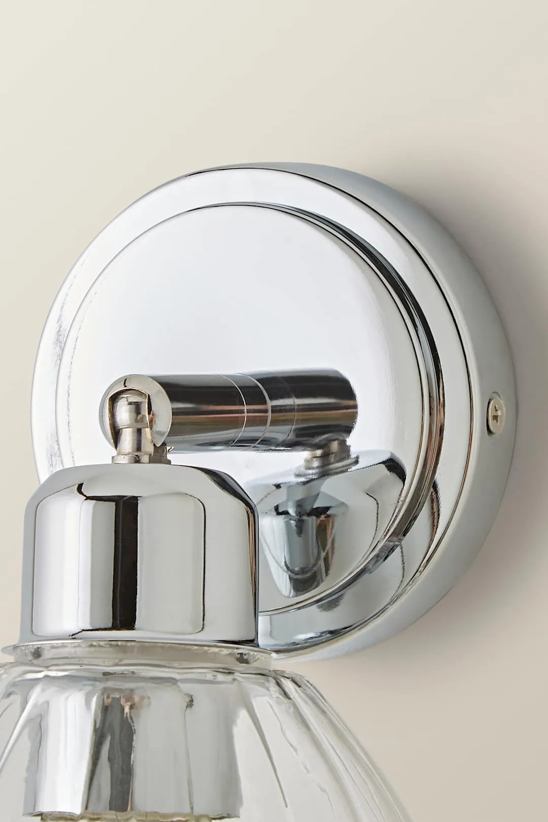 ValueLights Cheltenham Pair of Ribbed Glass Dome Adjustable Spotlight Wall Lights in Metallic Silver 6