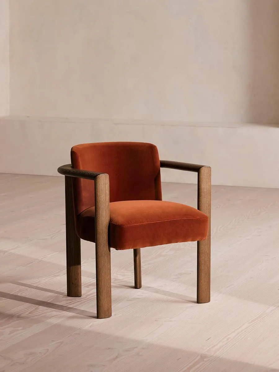 Aria Dining Chair, Velvet, Rust