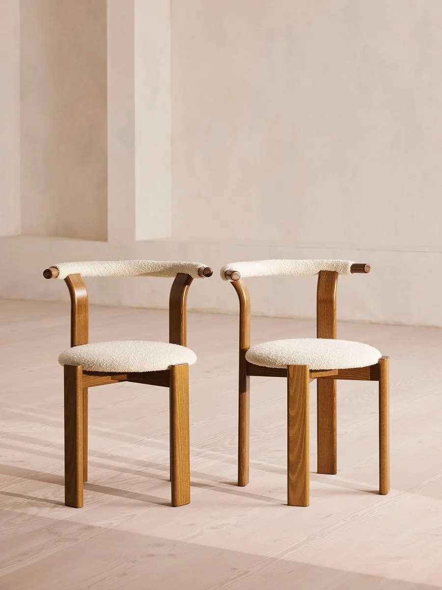 Pair of Zita Dining Chairs, Boucle, Natural
