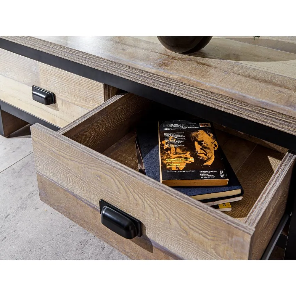 GFW Boston 2 Drawer Coffee Table in Brown 3