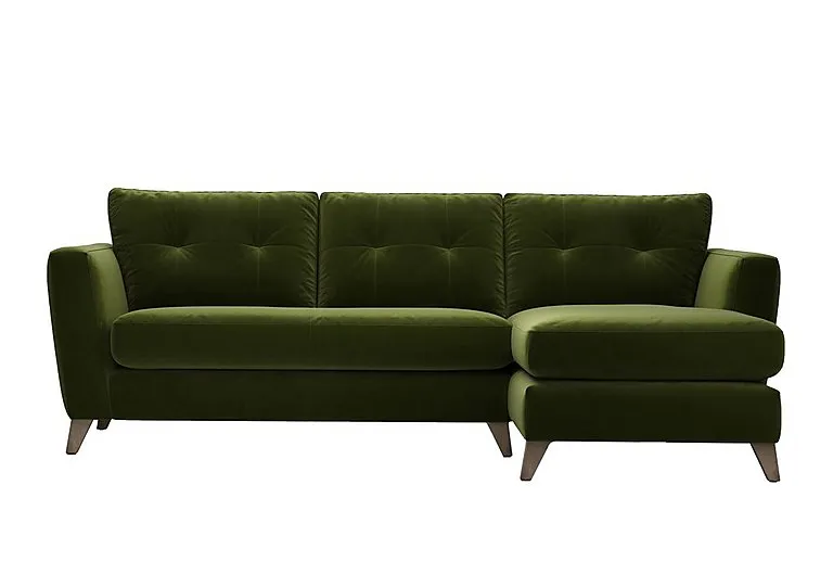 Hermione Fabric Right Hand Facing Corner Sofa with Chaise End - Woodland Moss