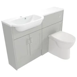 Deccado Padworth Whisper Grey Left Hand 1200mm Slimline Fitted Vanity & Toilet Pan Unit Combination with Left Hand Basin 2