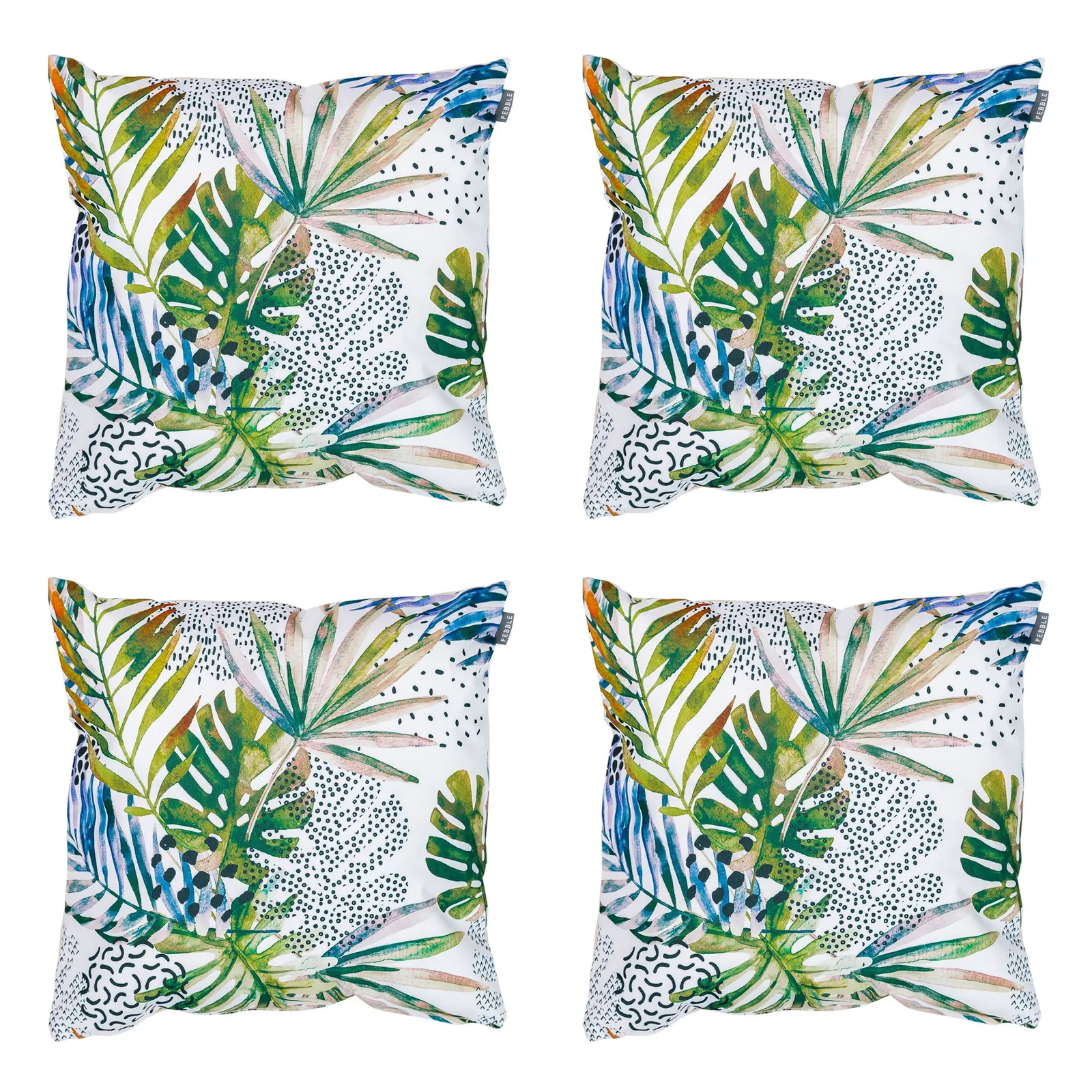 icon Indoor Outdoor Cushion Set of 4 Slate Grey Water Resistant Cushions in White