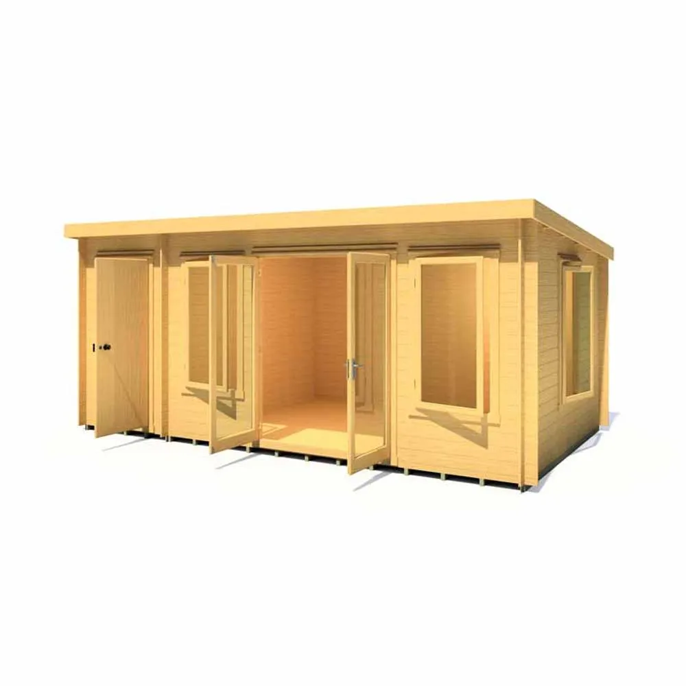 Shires Elm 10 x 17 Feet Log Cabin in 19 mm Logs - L509 x W299 x H225 cm in Light Brown 3