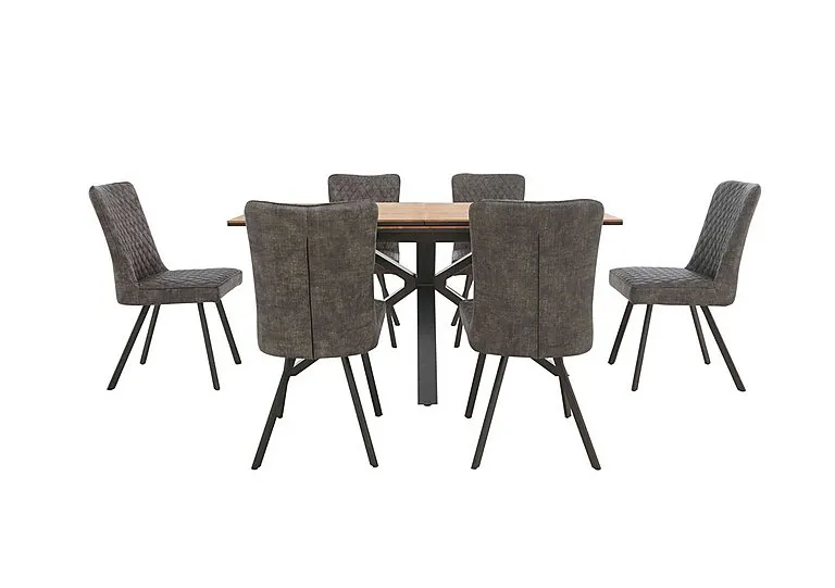 Earth Pop-Up Extending Dining Table and 6 Chairs - Graphite