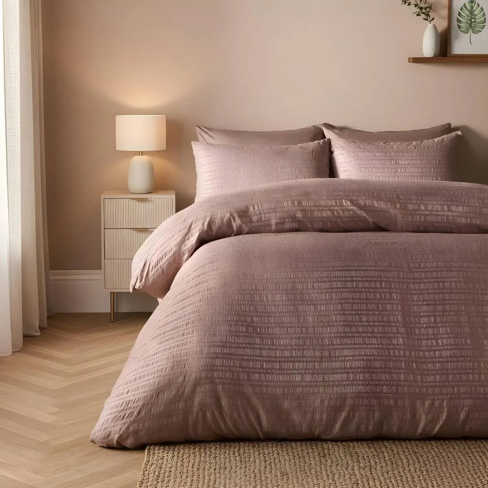 OHS Embossed Bedding Set Textured Duvet Cover with Pillowcase in Bronze