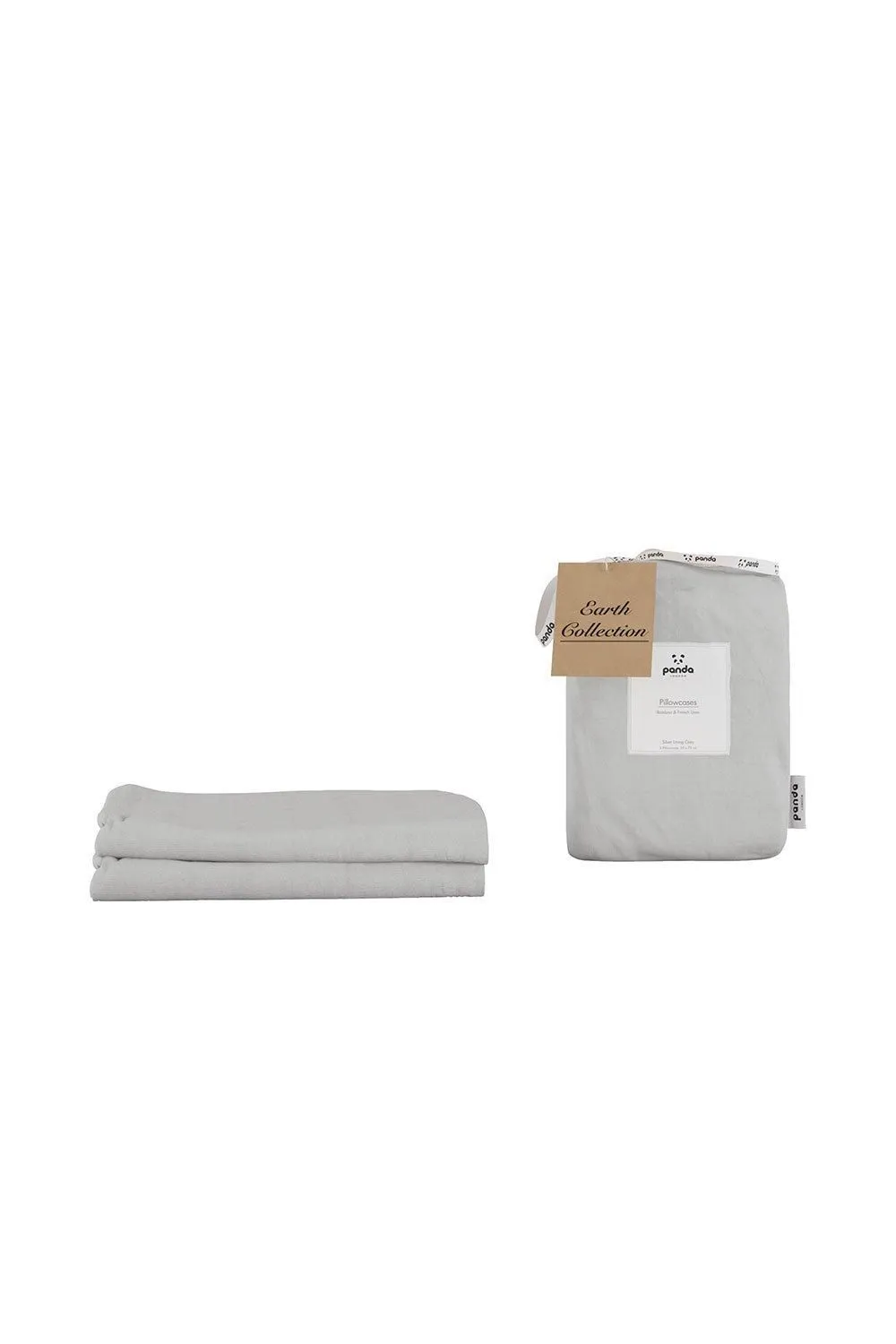 Panda Bamboo & French Linen Pillowcases (2-Pack) Silver Lining Grey, Silver