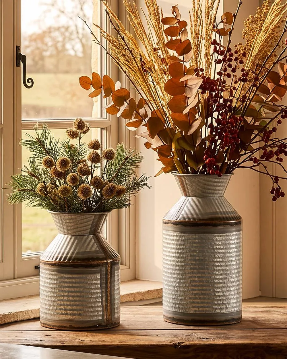 Dibor Ribbed Metal Vase with Pewter Finish in Metallic Silver 5