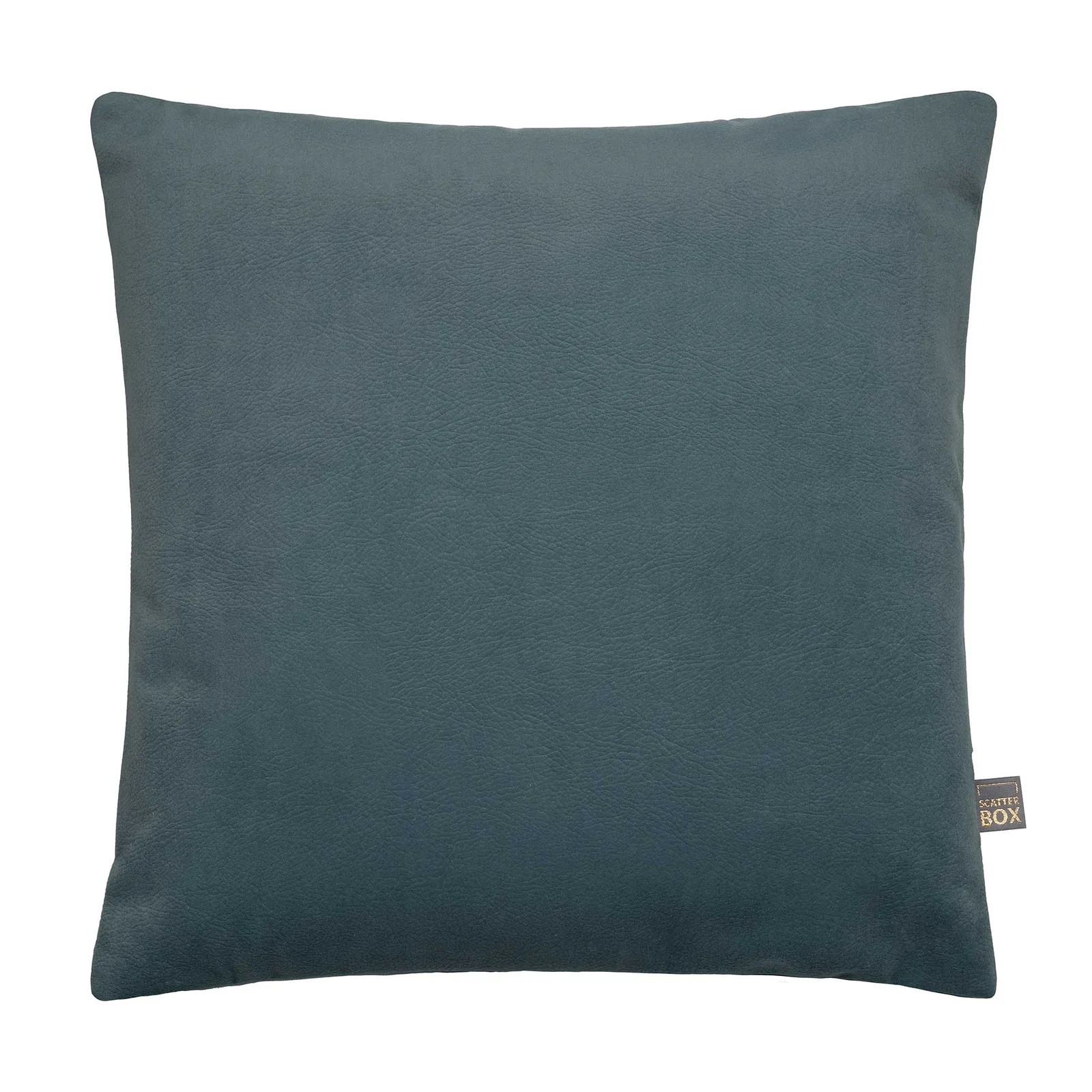 Petrol Faux Sude Cushion, Square, Blue Polyester | Barker & Stonehouse