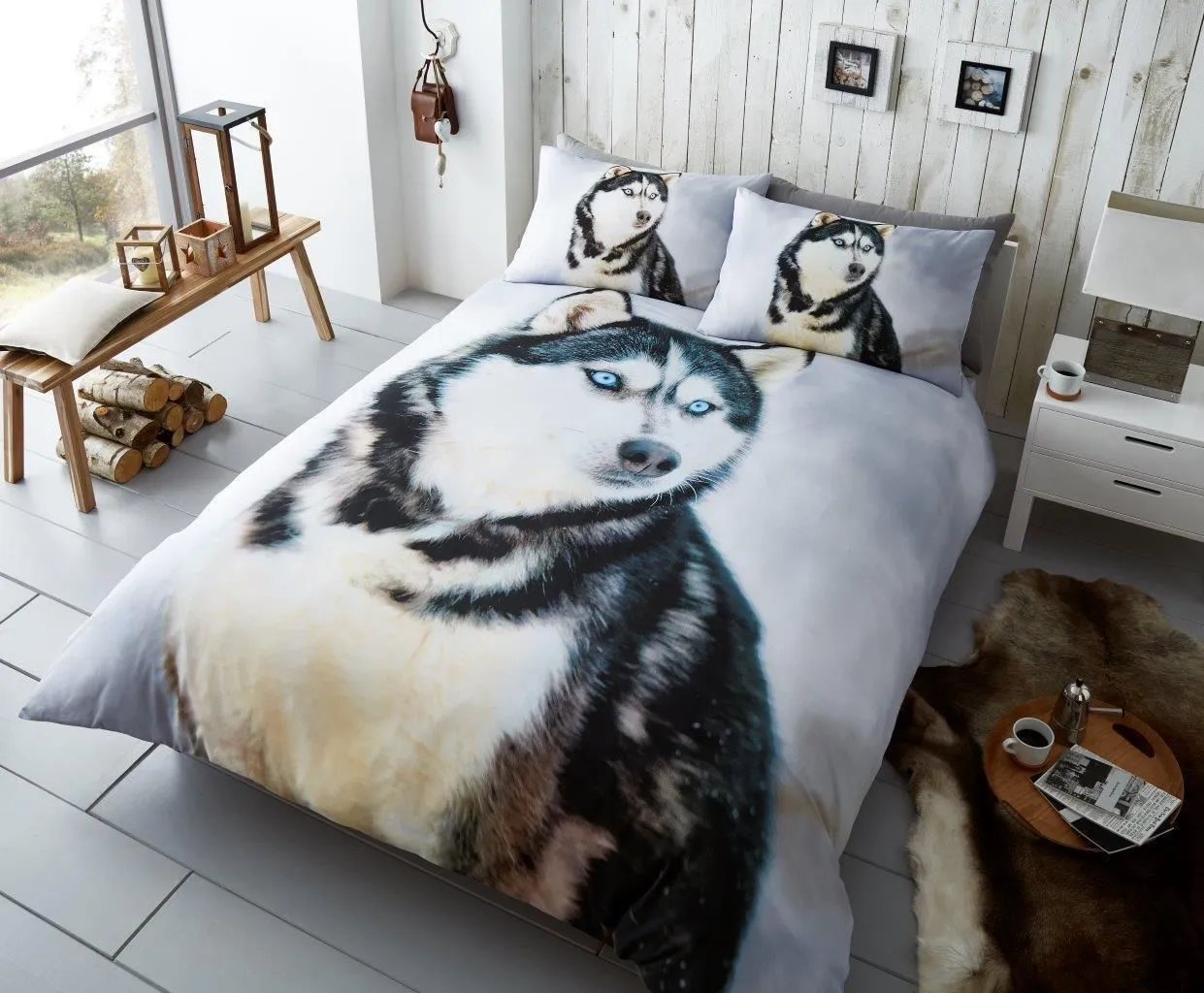 Smart Living 3D Effect Animal Polycotton Printed Duvet Cover Set in Light Blue 1
