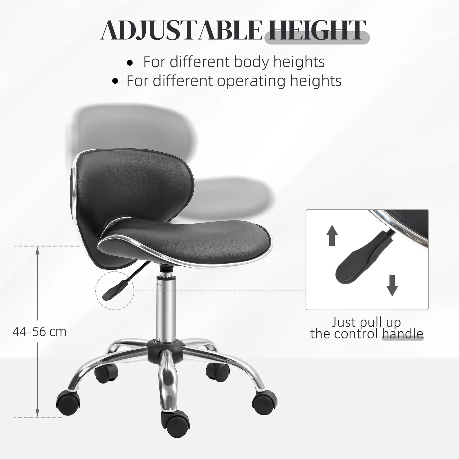 HOMCOM Ergonomic Executive Office Chair Computer Armless PU Wheels 360 Swivel in Black 4