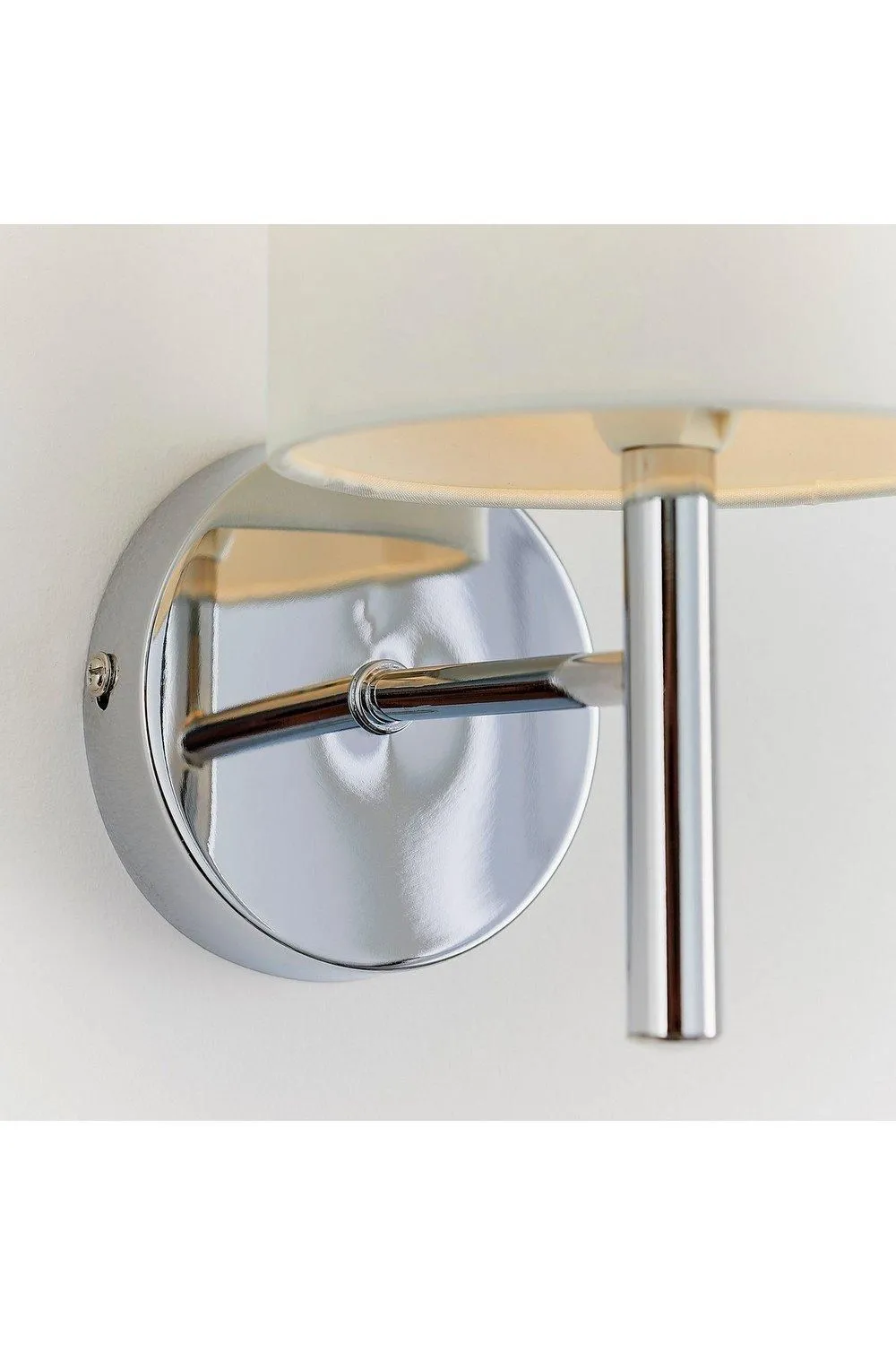 Netlighting Brio 1 Light Indoor Wall Light Chrome Off-White Faux Silk E14 in Grey 6