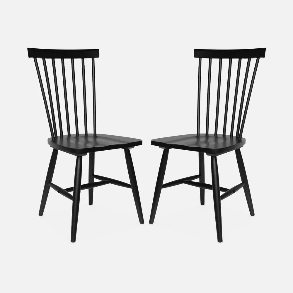sweeek Pair Of Wooden Dining Chairs in Black 2