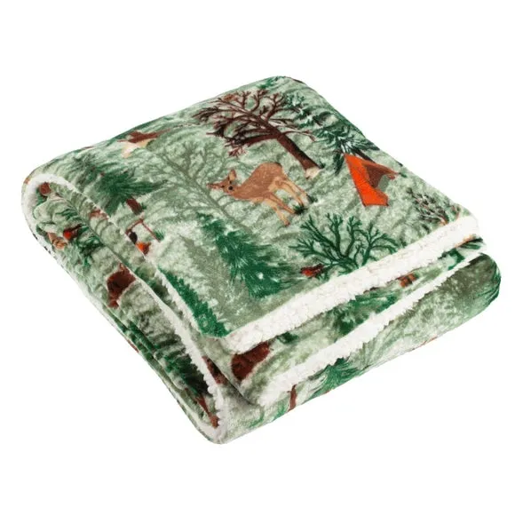 Lodge Wood Sherpa Throw Blanket 130cm x 150cm 4