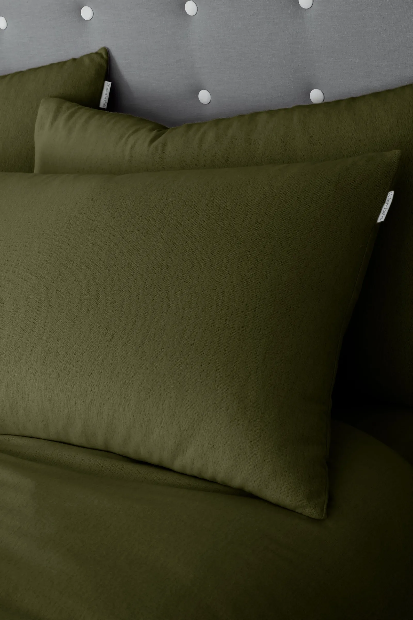 Catherine Lansfield 'Brushed Cotton' Duvet Cover Set in Green 2