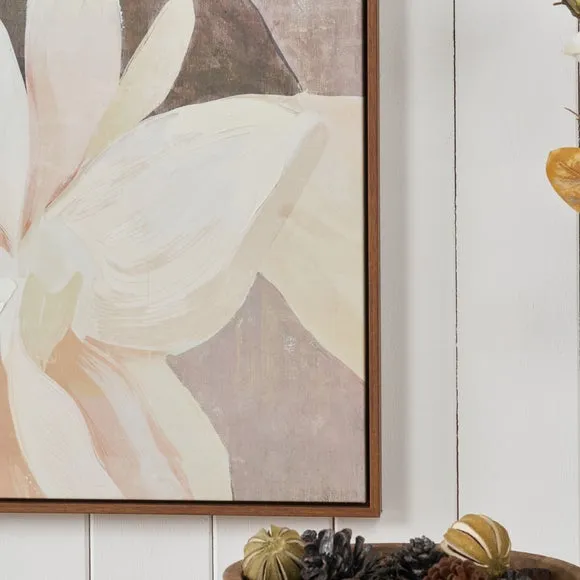 White & Natural Floral Framed Canvas 3