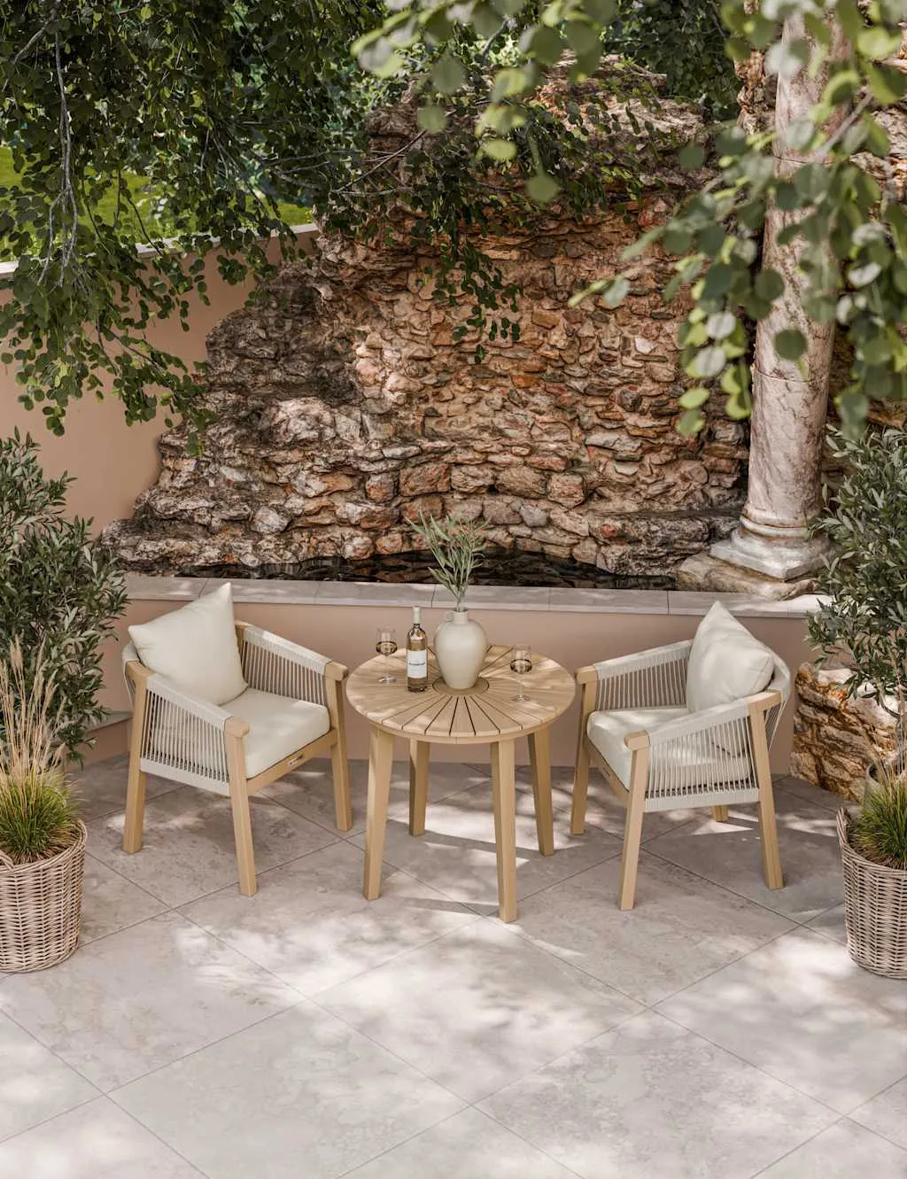 Royalcraft Roma 80cm Round Dining Bistro Set Natural
