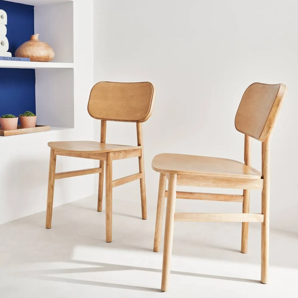 sweeek Pair of hevea wood chairs in Brown