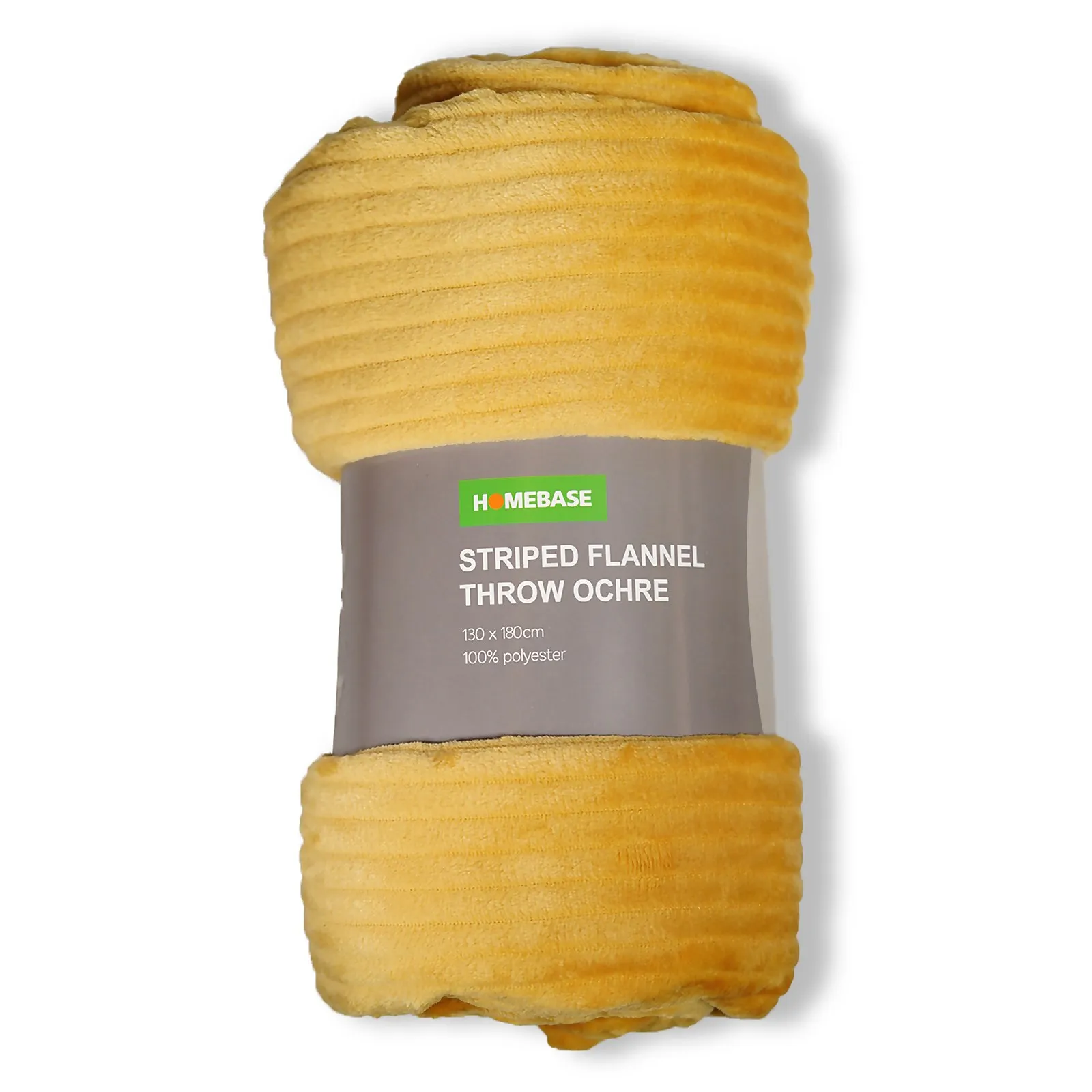 Striped Fleece Throw - Ochre - 130x180cm