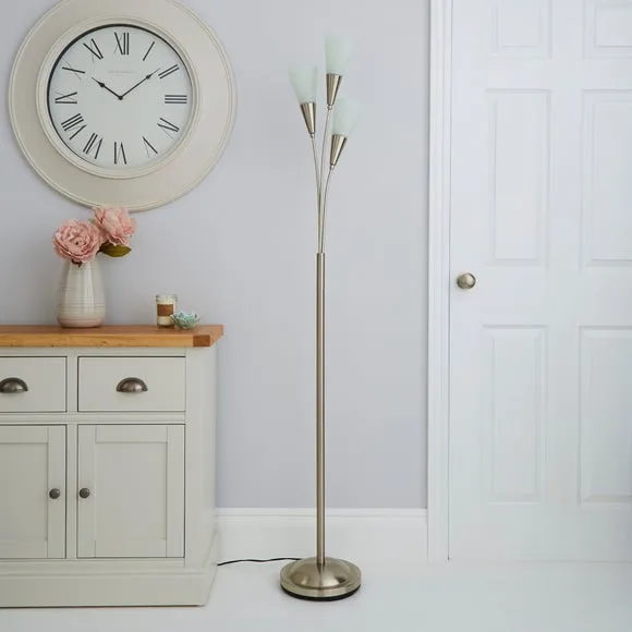 Marble Glass Satin Nickel Uplighter Floor Lamp 2