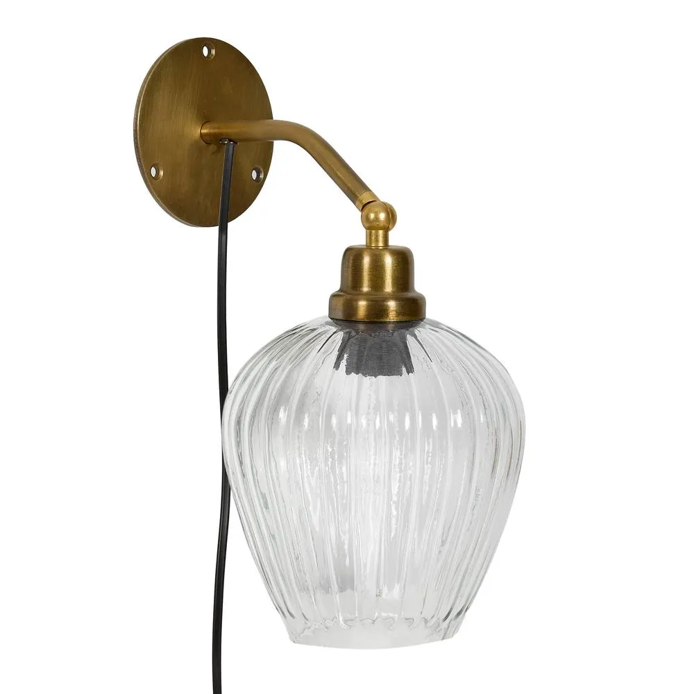 Dibor Pleated Brass-Finish Wall Light in Gold 2