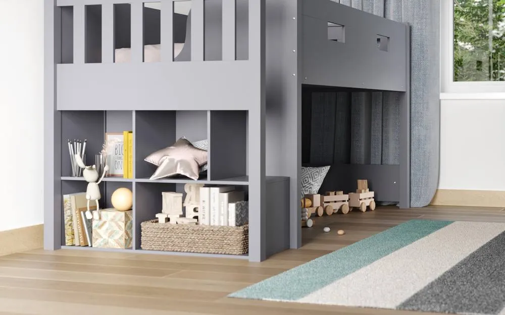 Flair Charlie Staircase Mid Sleeper Cabin Bed in Grey 3