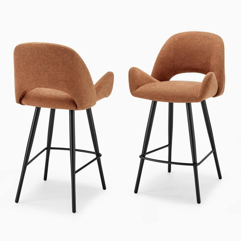 FurnitureboxUK 2x Layla Terracotta Orange Fabric Bar Chairs 3