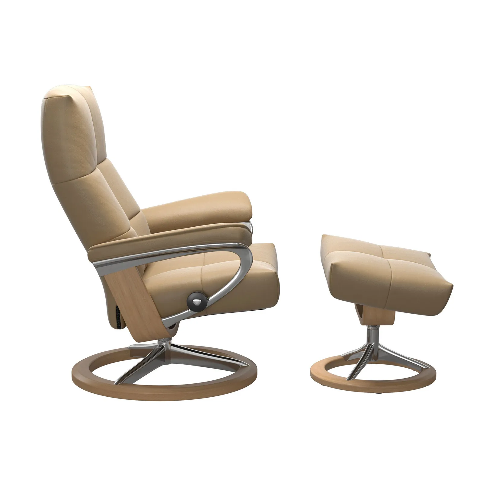 Stressless David Medium Signature Recliner Chair & Footstool Leather | Barker & Stonehouse 2