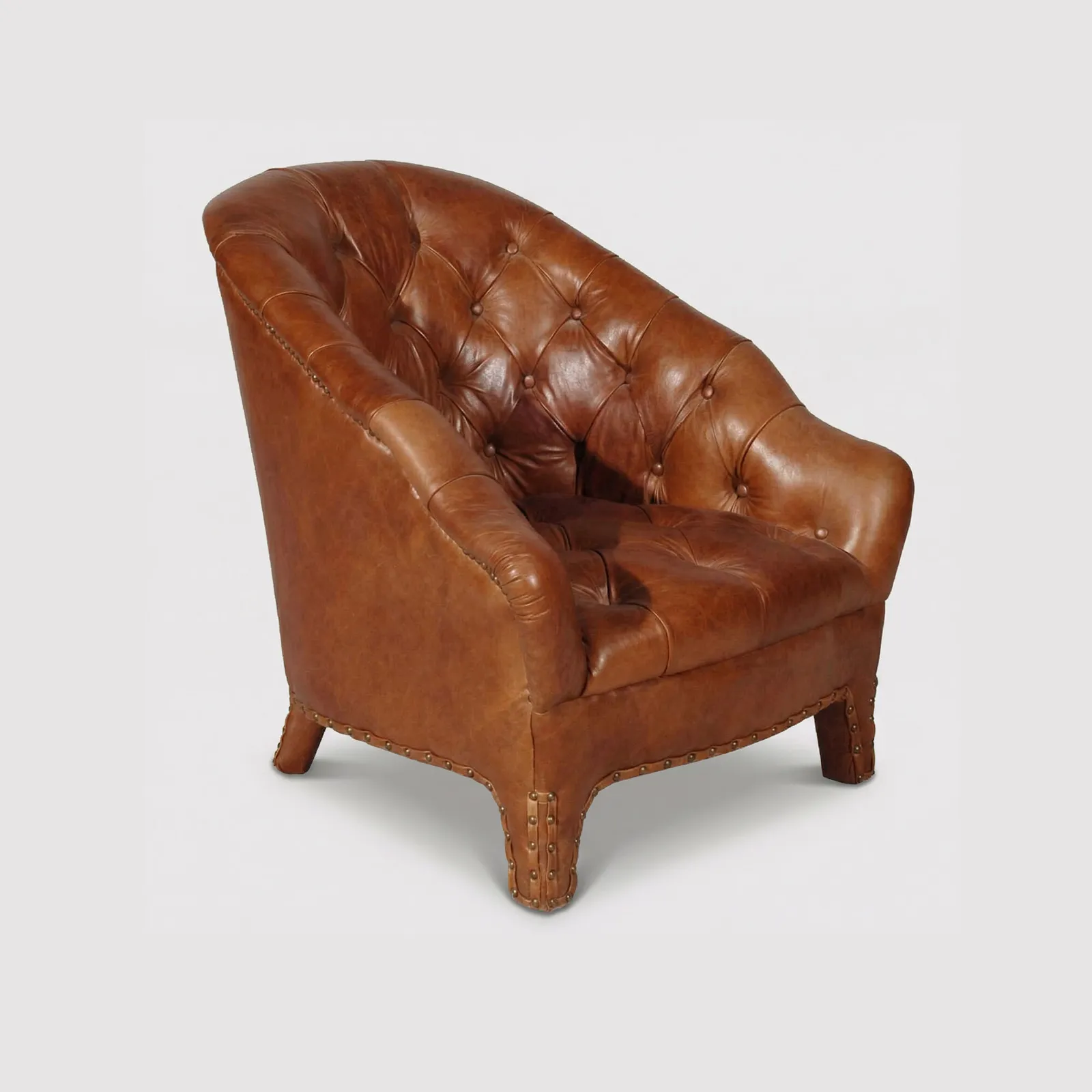 Timothy Oulton Branco Tub Chair, Brown Leather | Barker & Stonehouse