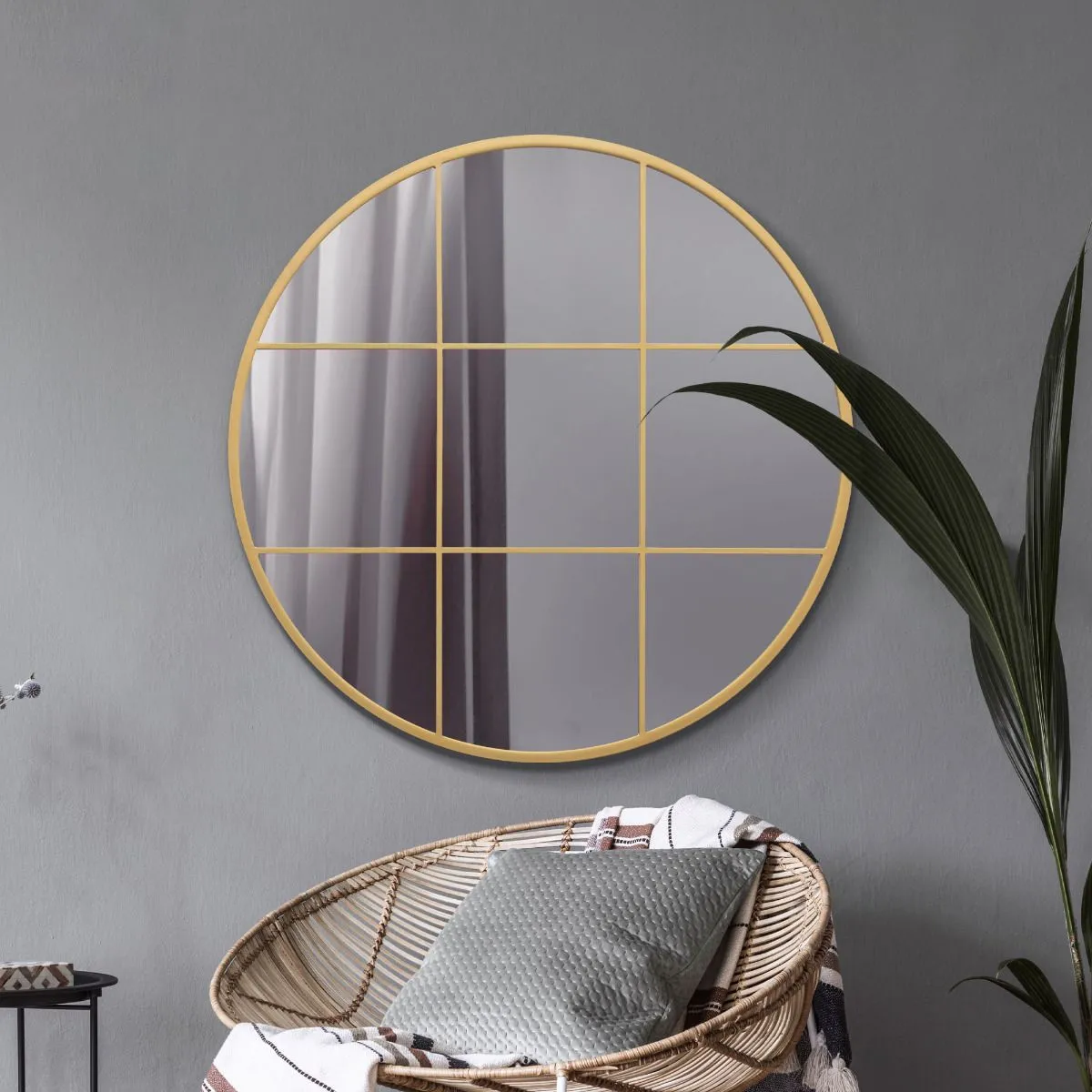 MirrorOutlet Gold Metal Framed Round Window Wall Mirror 39" X 39" (100x100CM) 5