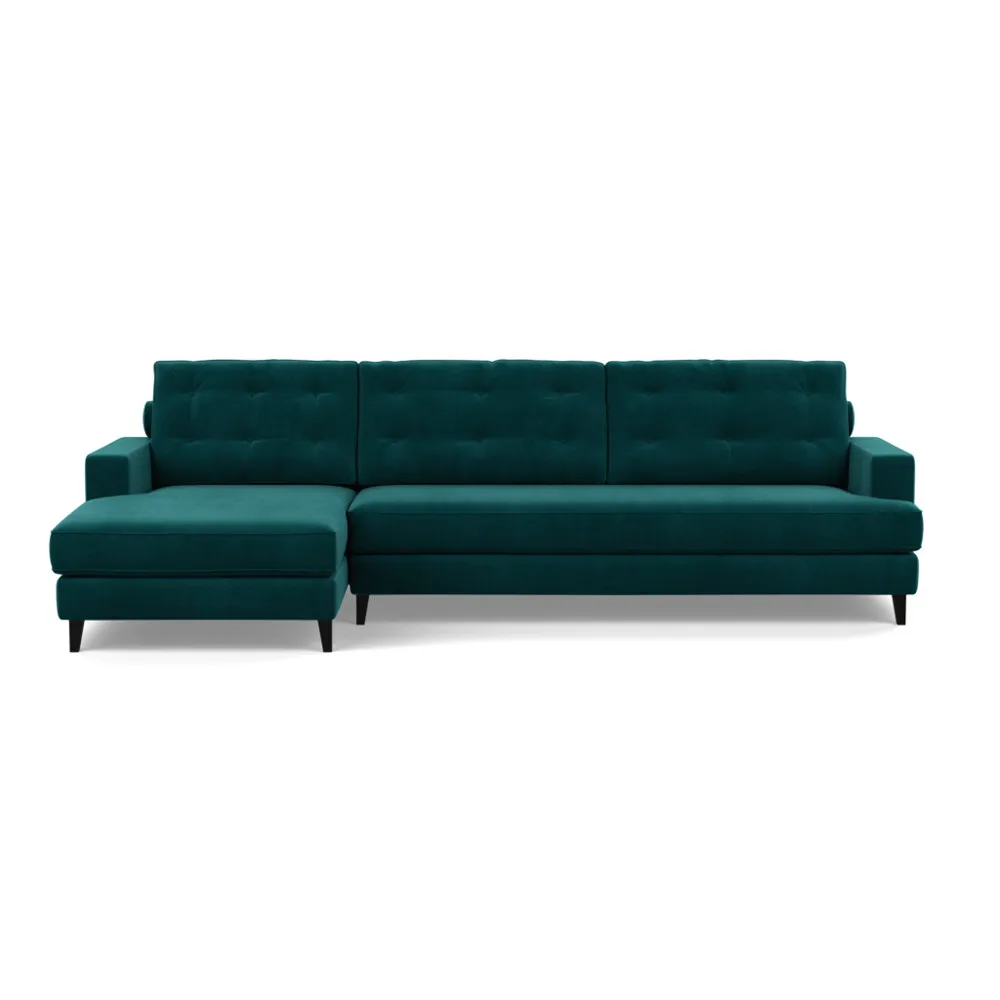 Heal's Mistral Left Hand Facing Corner Sofa Smart Luxe Velvet Ocean Black
