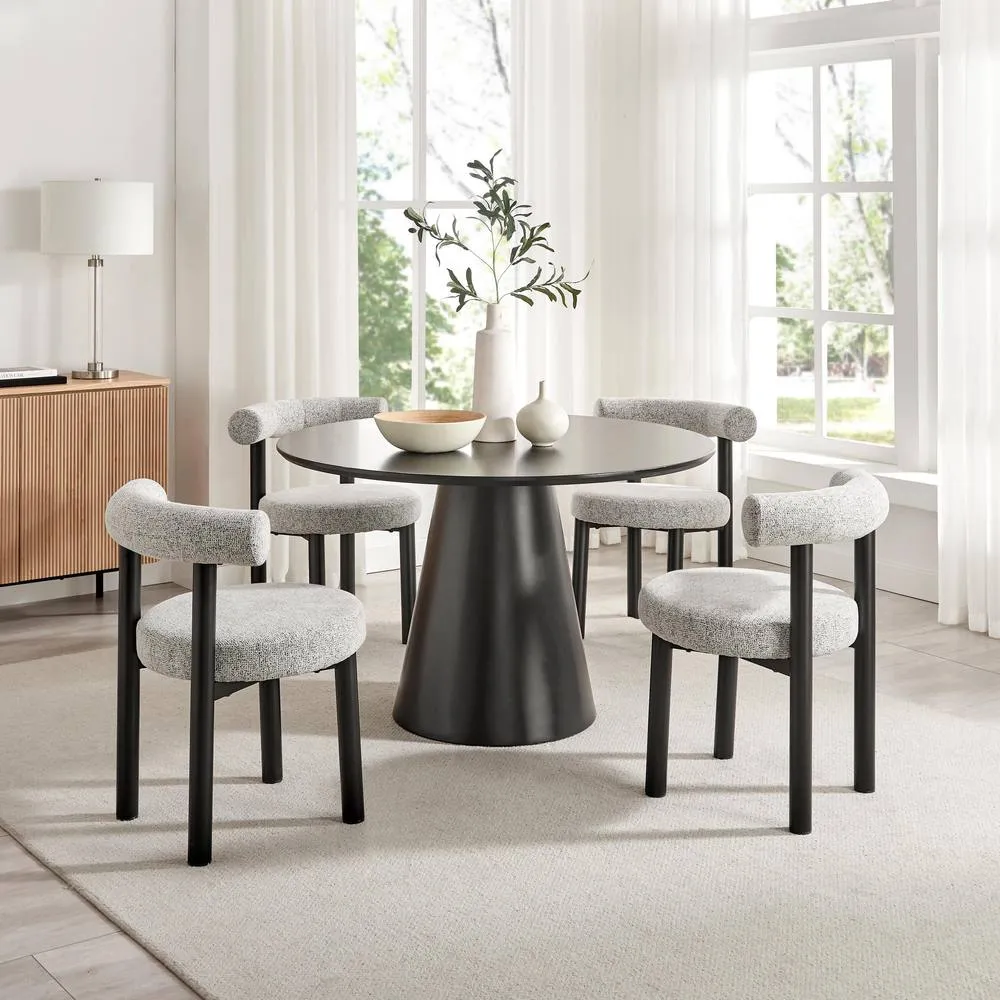 FurnitureboxUK 2x Isola Grey Fabric Dining Chairs Black Legs 4