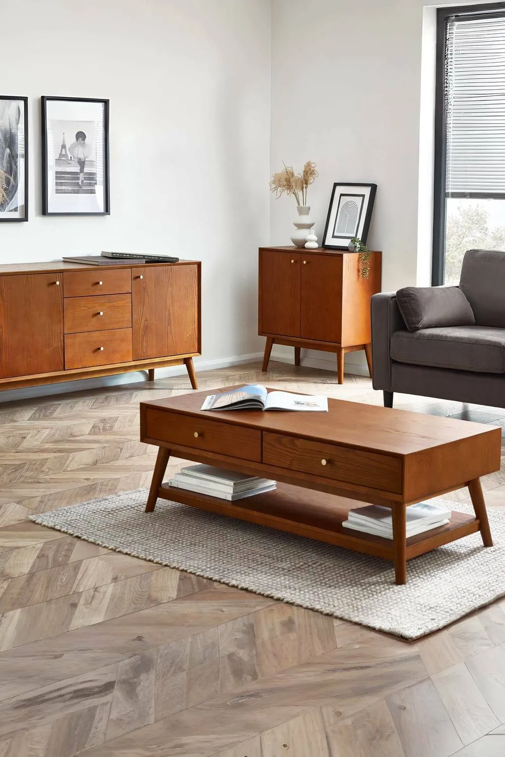 Julian Bowen Lowry 2 Drawer Console Table in Tan 3