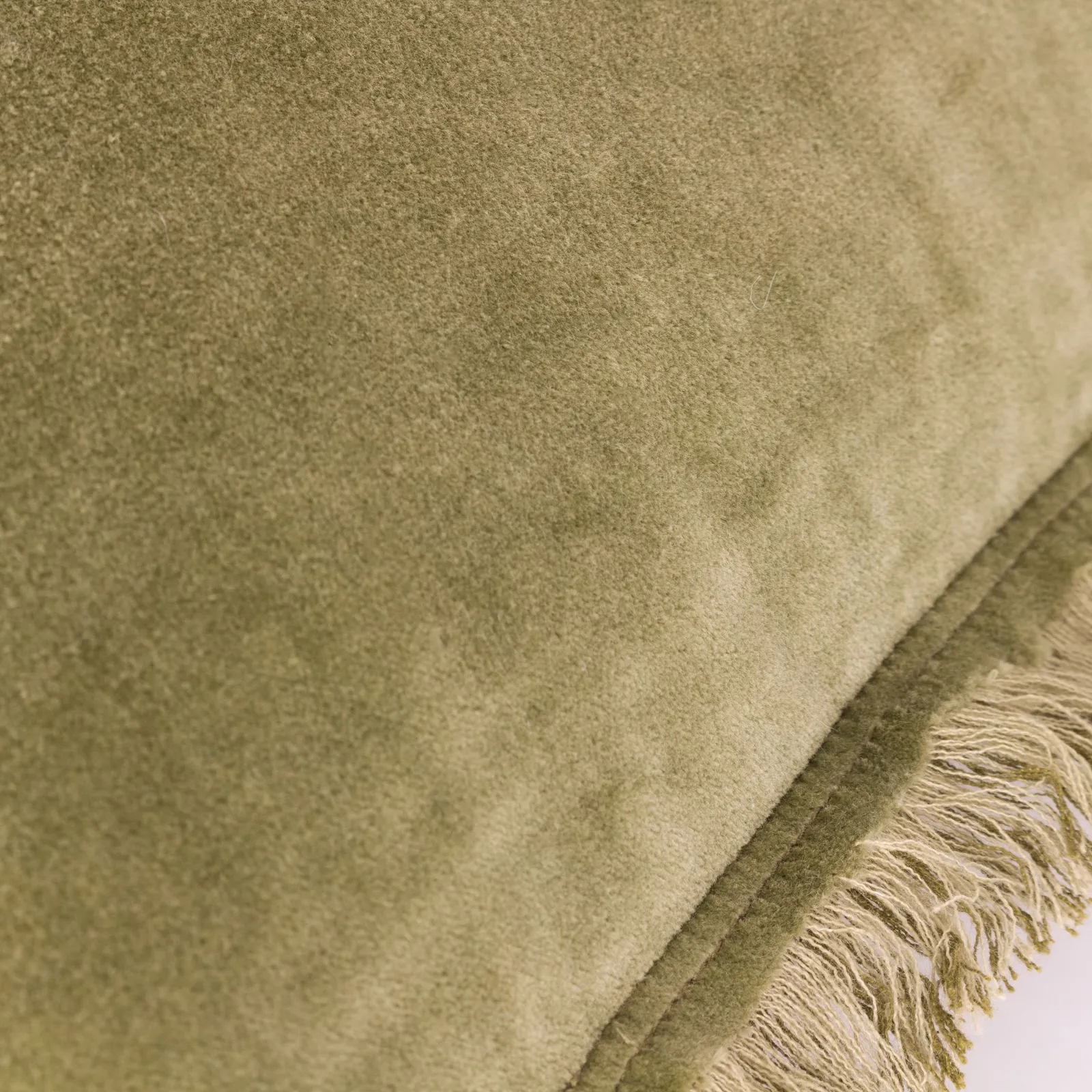 Yard Jaye 100% Cotton Velvet Fringed Cushion in Green 5