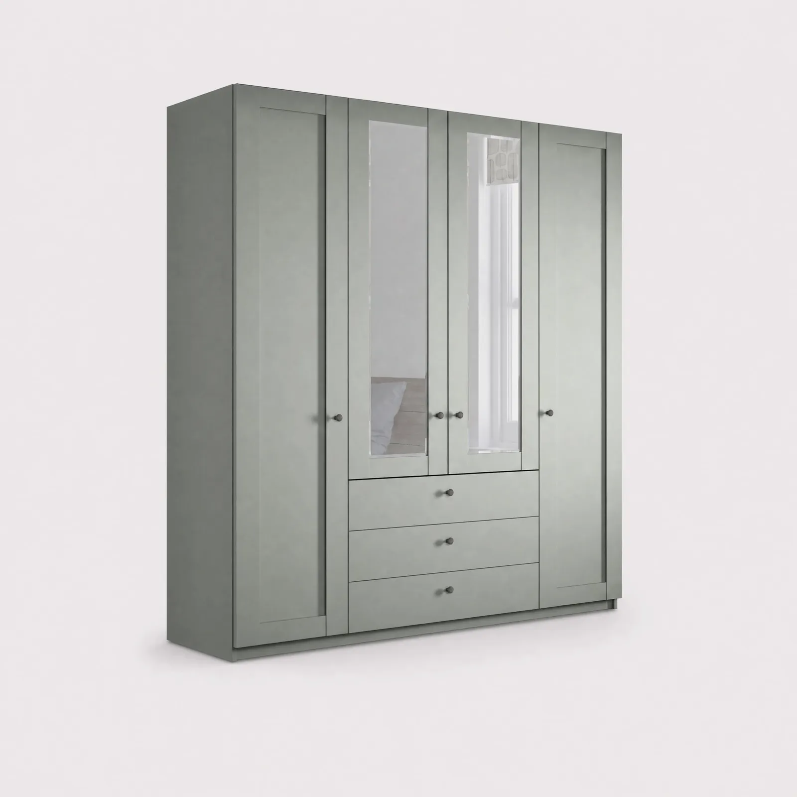 Varese 4 Door 3 Drawer Hinged Wardrobe 200Cm, Green | Barker & Stonehouse