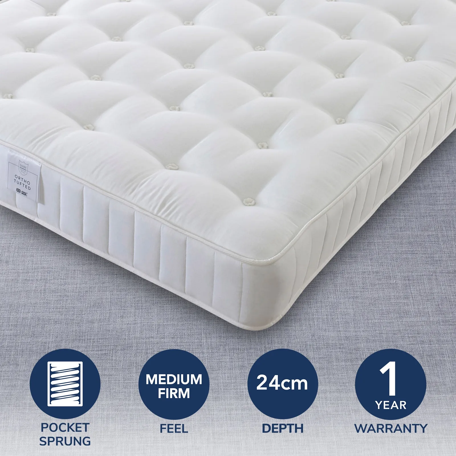 Medium Firm Pocket Orthopeadic 1000 Mattress White
