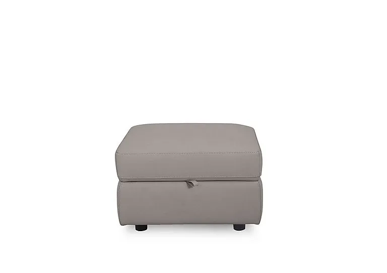 Compact Collection Lille Leather Storage Footstool - Silver Grey