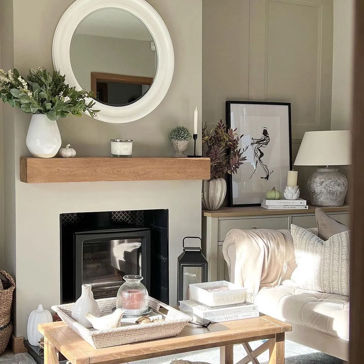 Melody Maison Large Round Vintage White Wall Mirror 80cm X 80cm 3